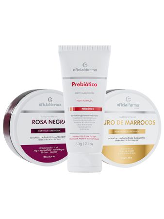 M&aacute;scara de Rosa Negra + Ouro de Marrocos + Hidratante Prebi&oacute;tico Balm