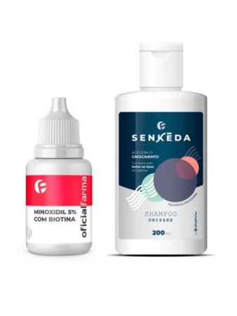 Minoxidil 5% Com Biotina 100Ml + Senkeda Shampoo Para Crescimento Capilar 200ml