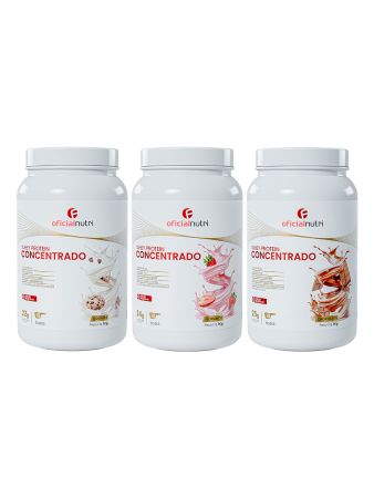 3 Whey Protein Concentrado 1kg - 3 Sabores Sortidos