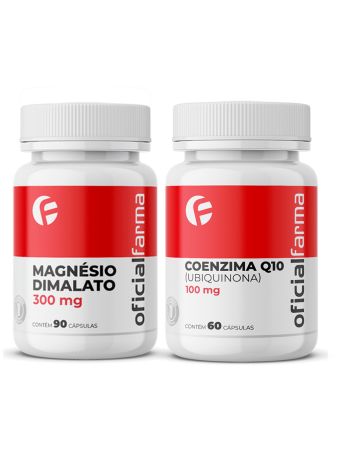 Magnésio Dimalato 300mg 90 Cápsulas + Coenzima Q10 100mg 60 Cápsulas