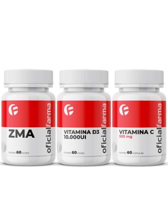 Vitamina C 500Mg 60 Cápsulas + Vitamina D3 10.000UI 60 Doses + Zma 60 Doses